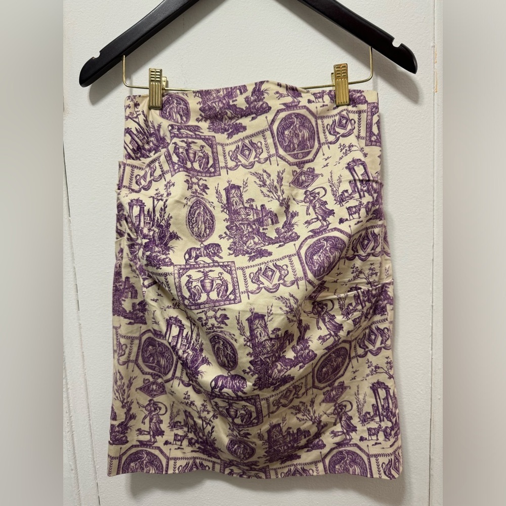 Samantha Sung Mini Skirt Size 2 purple and cream print